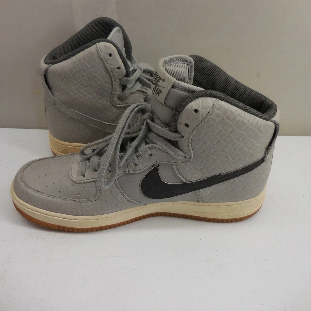 Nike Air Force 1 High Wolf Grey Croc Embossed Gum Sole Sneakers 654440-008 US 10